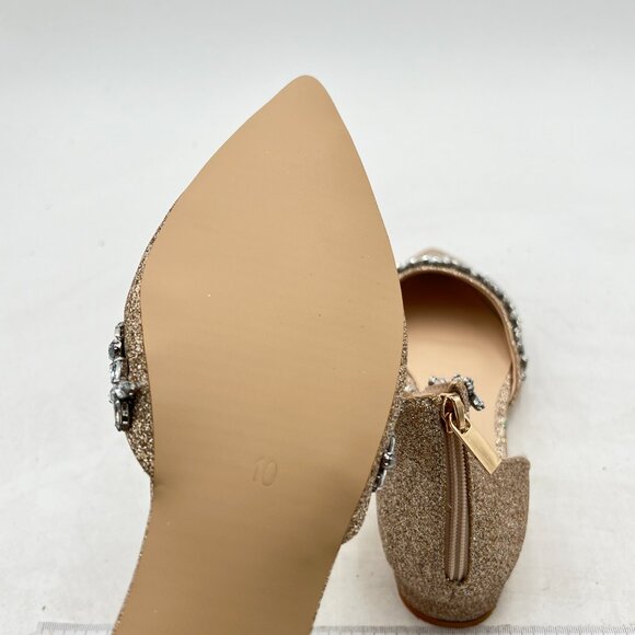 XYD Rose Gold Glitter Pointed Toe D'Orsay Wedding Sandal Sparkly Rhinestone Shoe - Picture 6 of 8